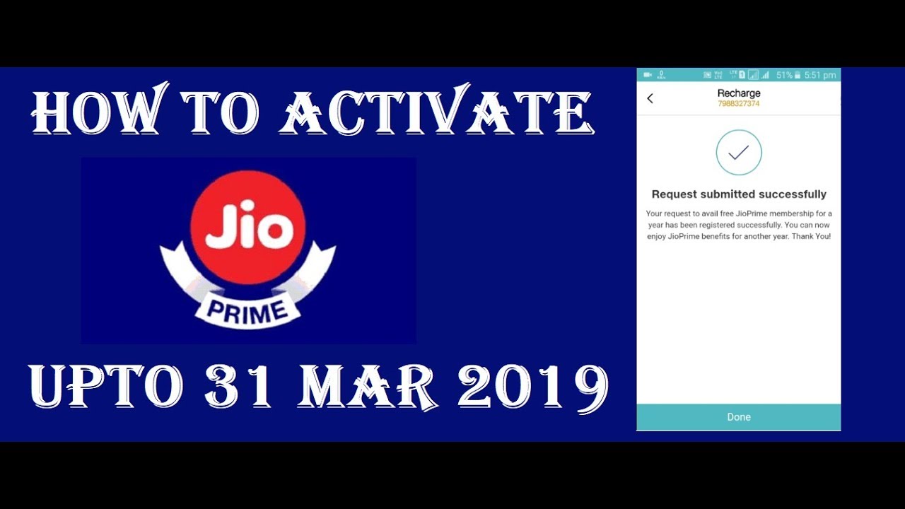 HOW TO ACTIVATE JIO PRIME MEMBERSHIP UPTO 2019
