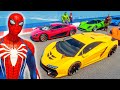 Spiderman, Hulk, Superman with SUPERCARS Challenge on the Airplane Ramp #125