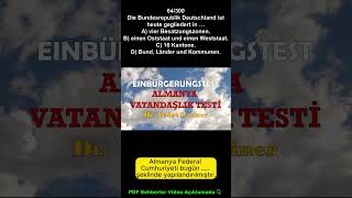 Almanya Vatandaşlık Testi -64 #einbürgerungstest #lebenindeutschland
