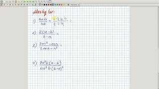 Algebraik kasrlarni qisqartirish. Algebra 7-sinf. 28-dars