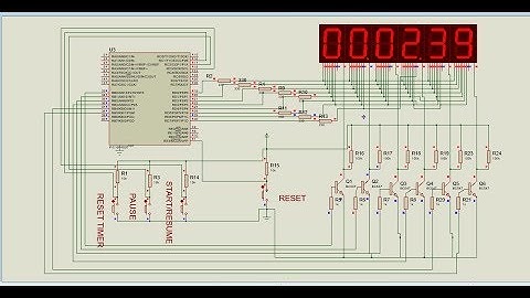 Stopwatch using pic18f4520 in proteus