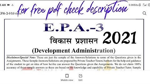 EPA 03 SOLVED ASSIGNMENT 2020-21 in English | EPA 3 solved assignment 2021 in English | IGNOU