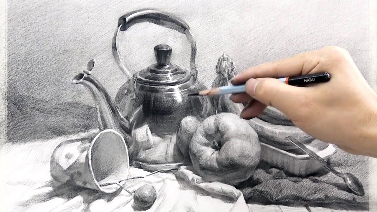 Stilllife drawing with Graphite pencil Timelapse YouTube