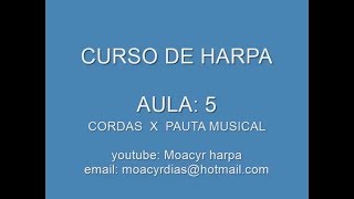 Curso harpa  aula: 5 Cordas x Pauta musical                       Moacyr Dias