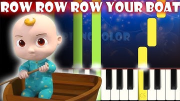 Row Row Row Your Boat - Cocomelon Nursery Rhymes | Piano Tutorial | Karaoke