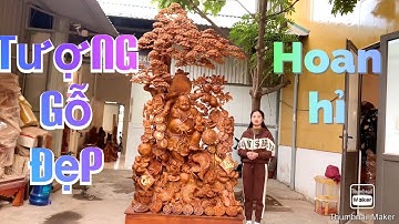 Thưởng lãm chi tiết:Di Lặc Vác Đào Gỗ Hương Ta/Tượng Gỗ Đẹp