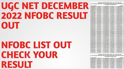 UGC NET DECEMBER 2022 NFOBC RESULT LIST OUT // UGC NET 2023 NFOBC RESULT