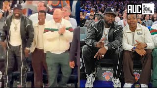 50 Cent Brings Kanan To Knicks Pacers Playoff Game! Fat Joe Jumps Off After Seeing Them Court Side🤣