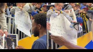 Andrew Wiggins signs autographs before the Warriors face the Jazz!!!