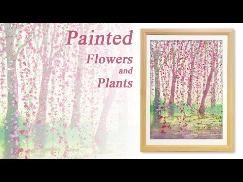 水彩畫/ 蠟筆畫《花草植物》畫紅梅樹林《DIY彩繪系列 #270》