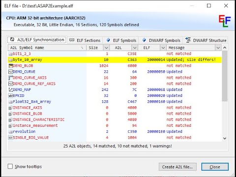 A2L object address update from an ELFDWARF file