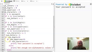 Checking Passwords for Requirements Trinket video 2