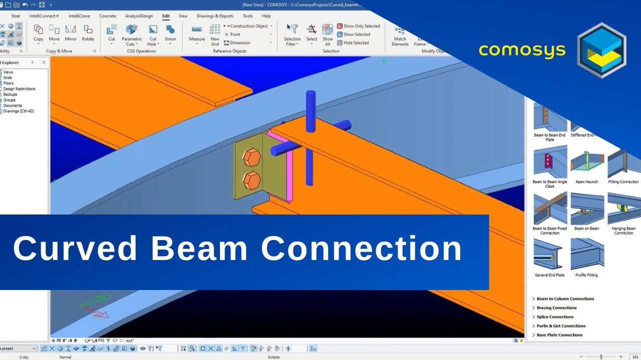 Comosys Steel Detailing Tutorials Curved beam connection YouTube