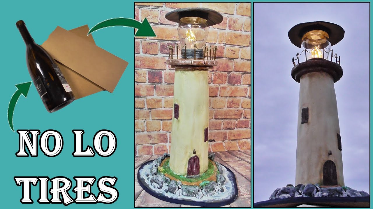 COMO HACER un FARO RECICLANDO una BOTELLA de CRISTAL y CARTÓN