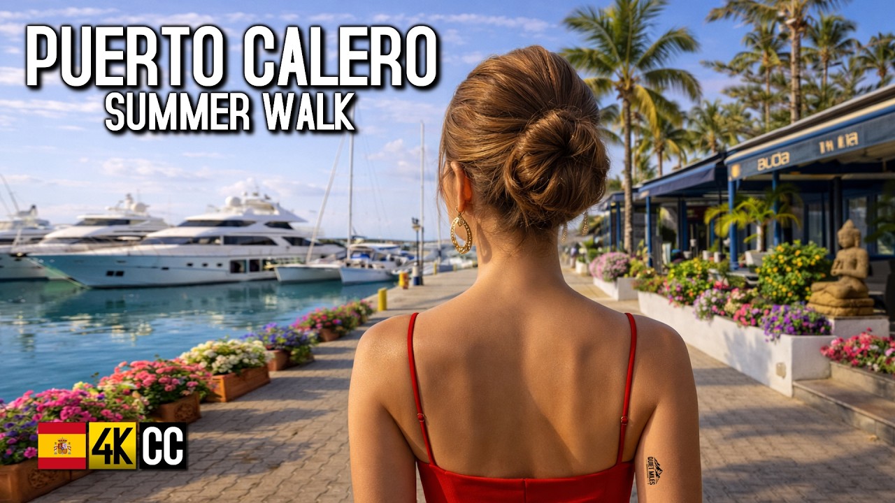 Puerto Calero Harbor Walk, Lanzarote 🇪🇸 | Relaxing 4K City Walk