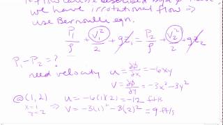 fluid mechanics  prob 5 hmwk 11 velocity potential and bernoulli equation