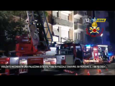 VIOLENTO INCENDIO IN UNA PALAZZINA DI SETTE PIANI IN PIAZZALE CHIAVRIS: 50 PERSONE E... | 08/10/2024
