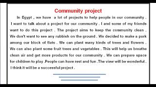 paragraph about a community project  براجراف عن مشروع مجتمعي للصف الثالث الاعدادي الترم الاول