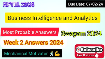 Business Intelligence and Analytics | Week 2 Quiz | Assignment 2 Solution | NPTEL | SWAYAM 2024