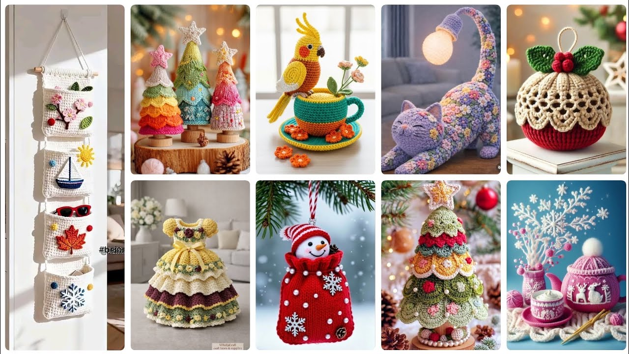 Ideas elegantes y hermosas de patrones de crochet a mano para la decoración del hogar. 