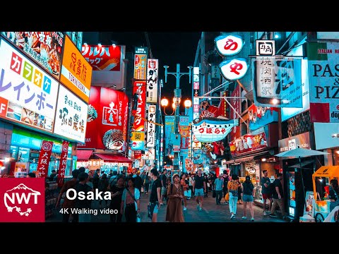 Nočné prechádzky v Dotonbori, Osaka 4K ASMR Binaurálny zvuk