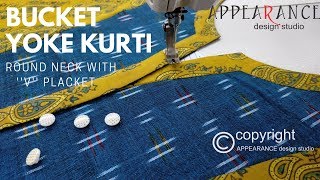 BUCKET YOKE KURTI Round Neck With ''V'' Placket sewing for beginners Sewing Tips And Tricks