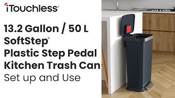 iTouchless SoftStep 13.2 Gal Plastic Step Pedal Kitchen Trash Can Set Up and Use