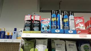 LV= Buster plughole unblocker next to Oust descaler in Sainsburys