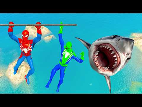GTA 5 Water Ragdoll - Spider-Man Jump/Falls Funny Ragdoll Moments - Spiderman Fun Fails Compilation