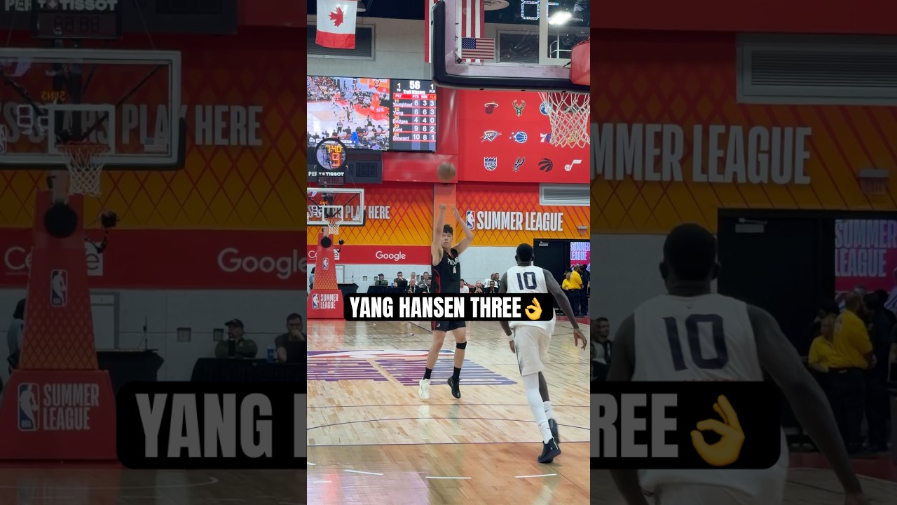 YANG HANSEN THREE BALL #nba #basketball #trailblazers #nbasummerleague