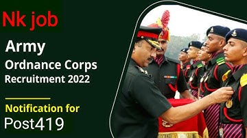 AOC Bharti 2022  | Army Ordnance Corps AOC Material Assistant MA Recruitment 2022 for 419 Post