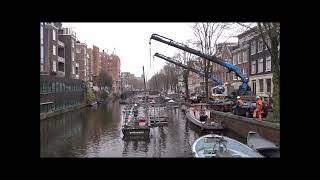 Omgevallen Steiger Wordt Uit De Lijnbaansgracht Getakeld Amsterdam Versnelde Video.