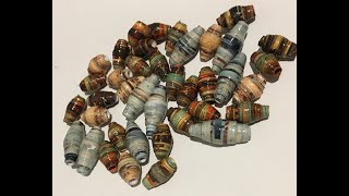 19 Hand made beads with scrap papers