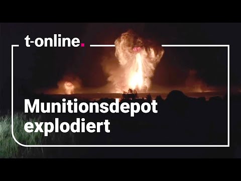 Ukrainischer Drohnenangriff: Munitionslager explodiert in riesigem Feuerball