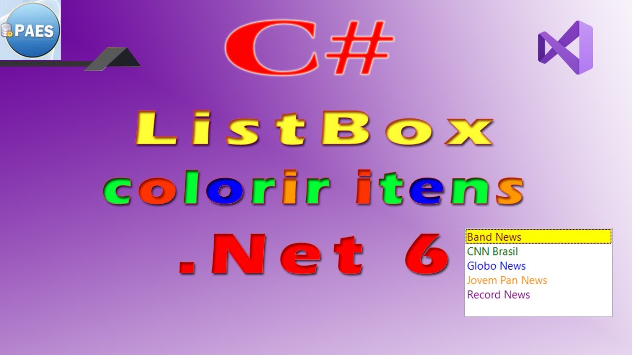 Colorir os itens de um ListBox com C#. Visual Studio 2022 / 2019 - YouTube