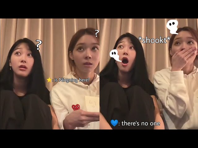 Ningning's ghost prank on her unnies 👻 class=