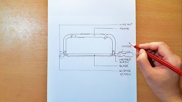 Hacksaw diagram drawing || how to draw hacksaw step by step || straight hacksaw frame drawing