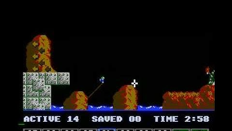 Lemmings (NES) tricky level 4 solution