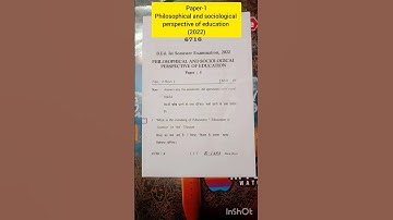 B. Ed- 1semester ||paper-1:philosophical and sociological perspective of education(2022) #B. Ed