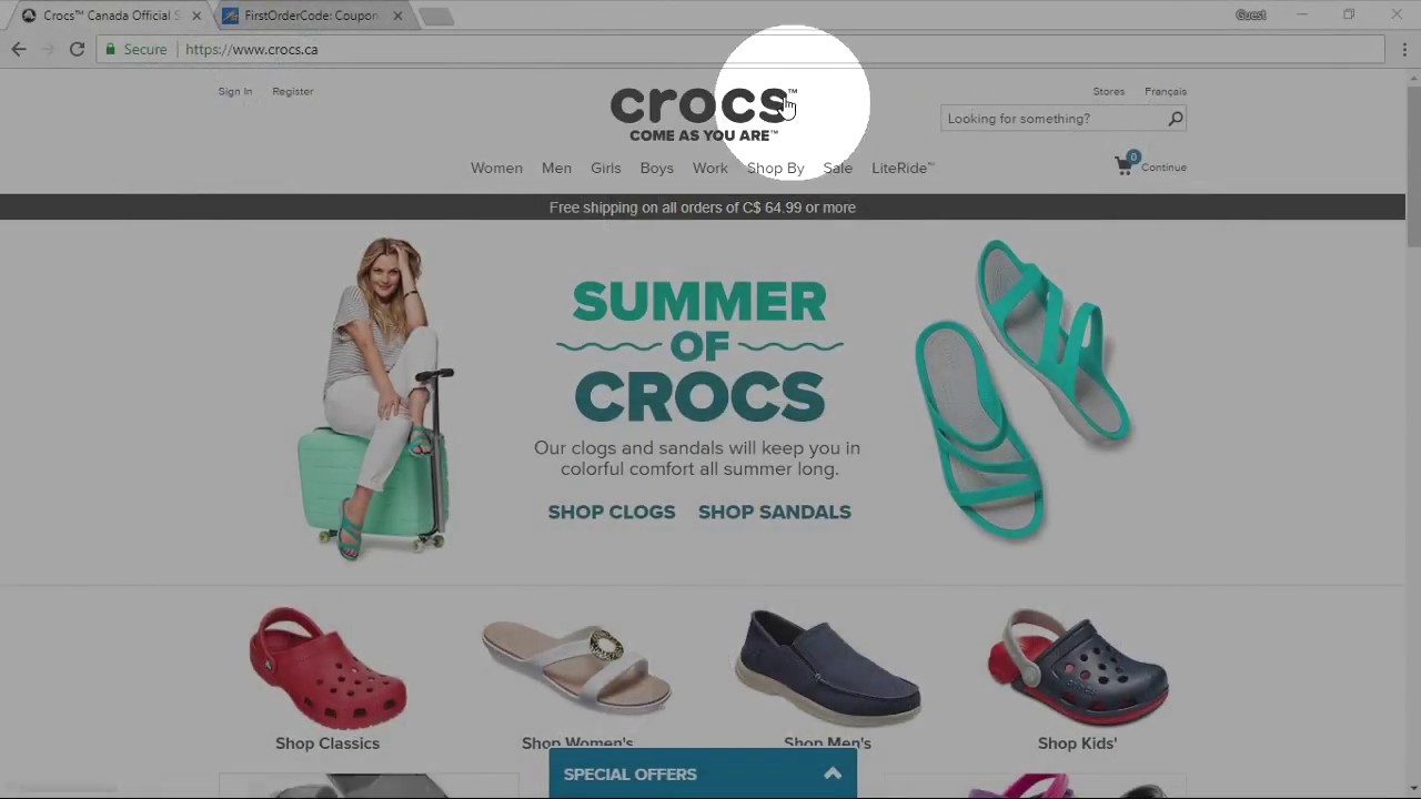 crocs free shipping coupon