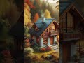 Amber Hearth: A Woodland Chalet's Glow in Autumn's Gilded Forest