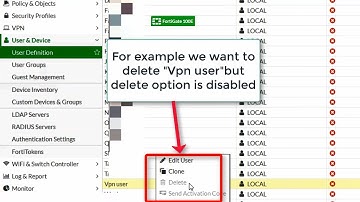 How to delete remote user from Fortigate user & definition.