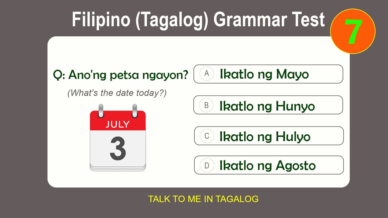 Tagalog GRAMMAR Test 7 | Filipino Grammar Quiz | Tagalog Speaking ...