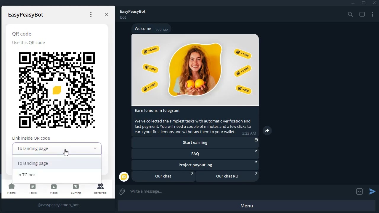 EasyPeasy 🍋  Earn lemons in Telegram Bot   Easy Task Real Income