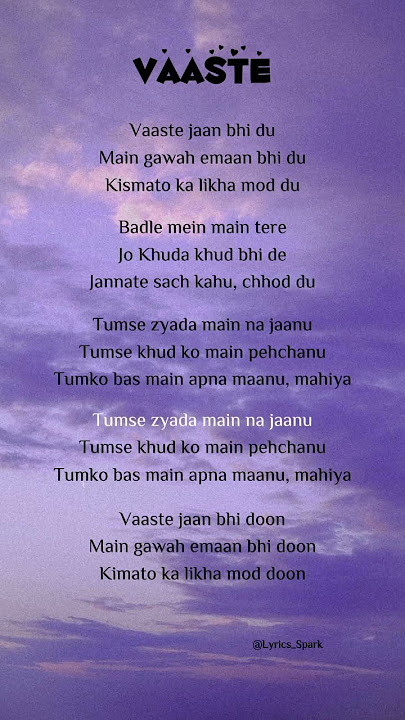 Dhvani Bhanushali & Nikhil D’Souza - Vaaste (Lyrics) #lyrics #hindisong #musiclyrics #shortlyric