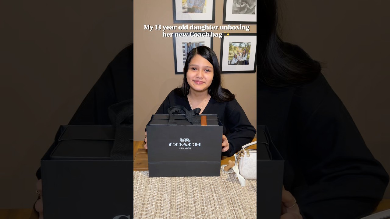 My 13 year old unboxing her new Coach Bag ✨ 