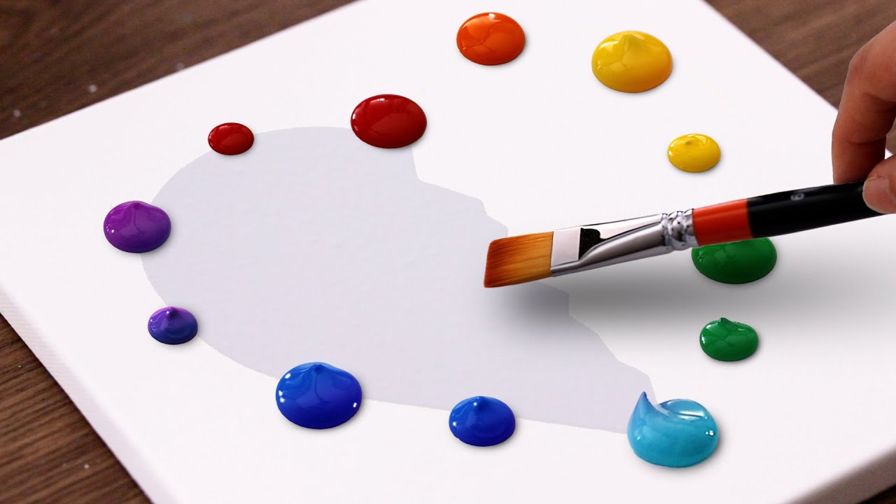 🌈Рисование цветов радуги | Креативные идеи рисования акрилом 🤩 #516