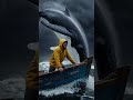 Whale Jumps Over Boat in Storm 😱 Terrifying Close Call at Sea! #Whale #OceanStorm #WhaleBreach