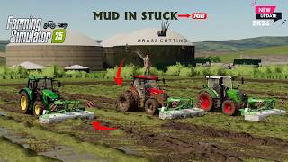 freshly cut grass (MUD IN STUCK) FARMING SIMULATOR GAMEPLAY 2025