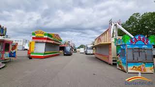 Sommerfest der Schausteller: Aufbau auf dem Karlsruher Messplatz